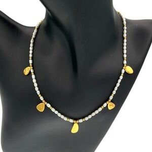 Missoma Organic Seed Pearl Collar Necklace 18K Gold Plated‎ Hammered